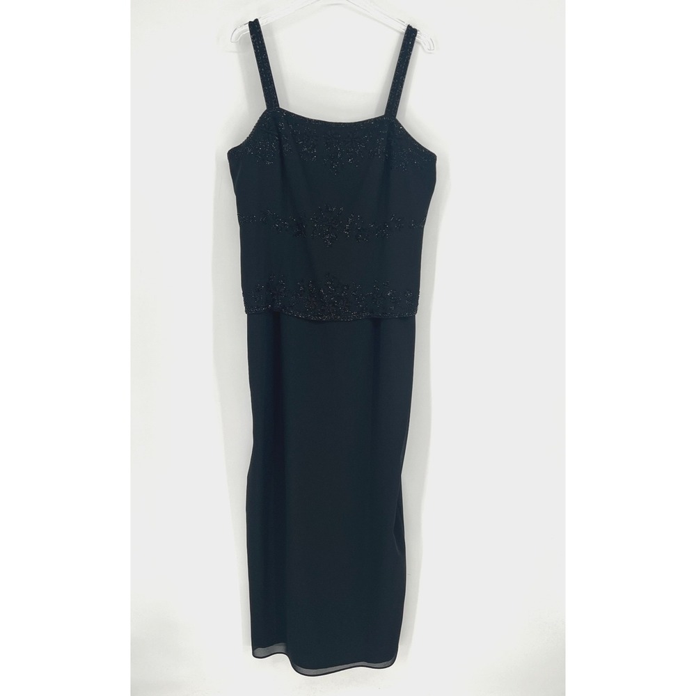 Marsoni Dress Womens M/L Black Beaded Maxi‎ Classic Wedding Black Tie